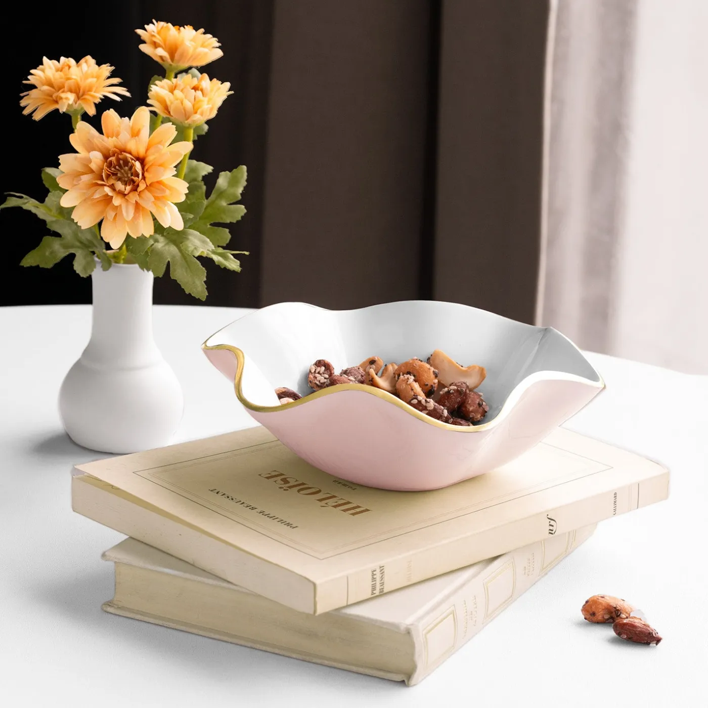 Best ENCANTO Carola Small Round Bowl (Camellia and White) Bowls|Gifts Under $99