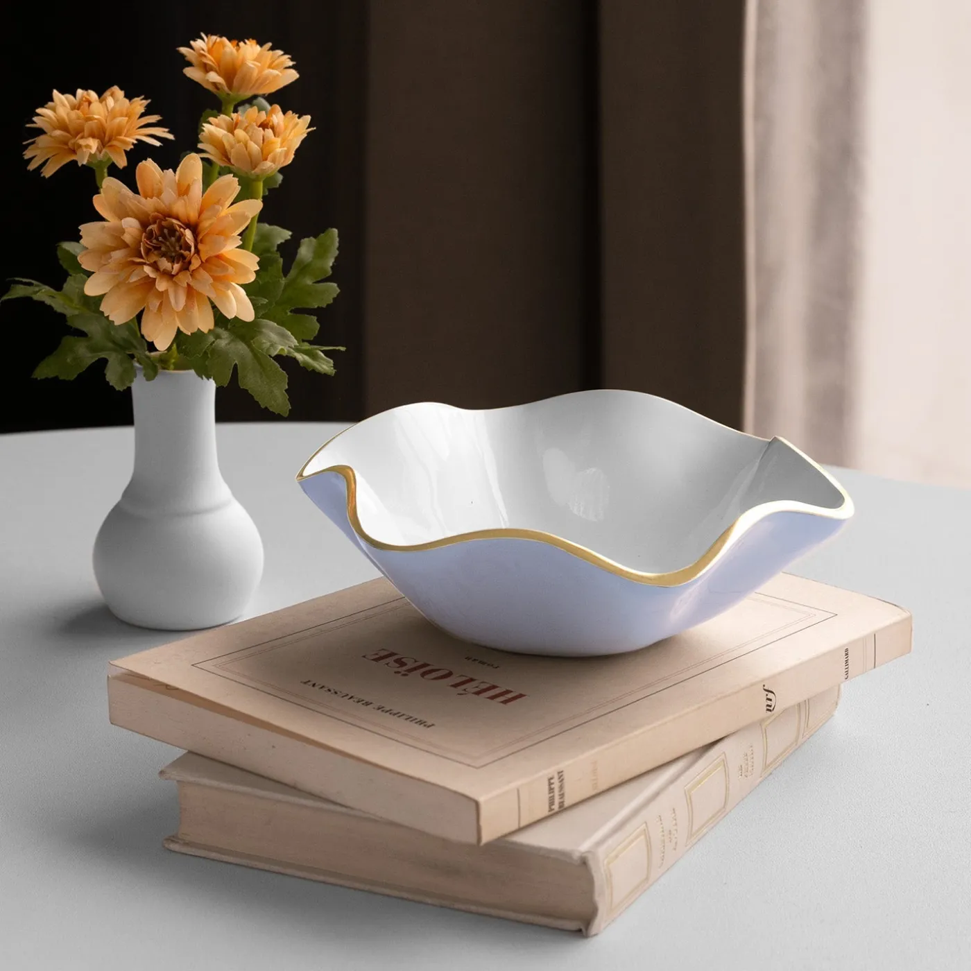 Clearance ENCANTO Carola Small Round Bowl (Periwinkle and White) Bowls|Gifts Under $99