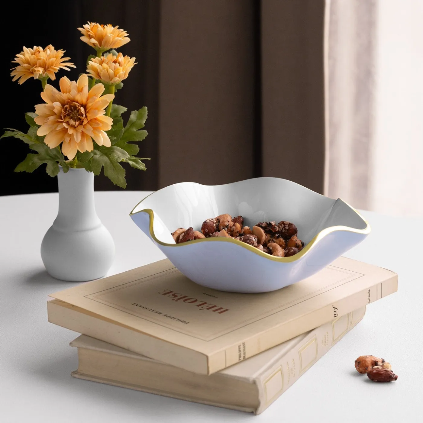 Clearance ENCANTO Carola Small Round Bowl (Periwinkle and White) Bowls|Gifts Under $99