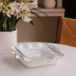 Best ENCANTO Carola Square Casserole Holder (Cream and White) Holiday|The Holiday Shop