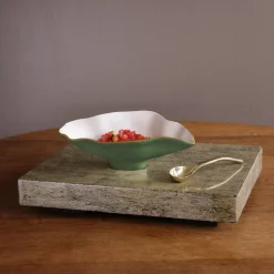 Best ENCANTO Claire Small Oval Bowl with Spoon Leaf Green and White Holiday|Bowls