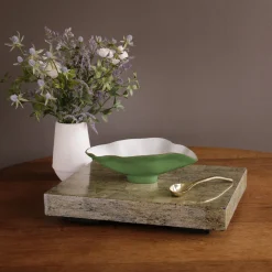 Best ENCANTO Claire Small Oval Bowl with Spoon Leaf Green and White Holiday|Bowls