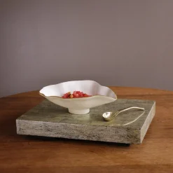 New ENCANTO Claire Small Oval Bowl with Spoon (Cream, White and Gold) Bowls|Gifts Under $99