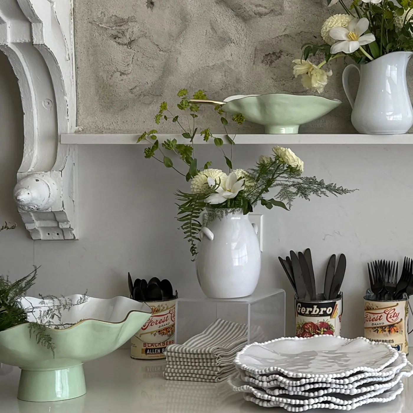 Best ENCANTO Claire Small Oval Bowl with Spoon (Pistachio, White and Gold) Bowls|Gifts Under $99