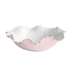 ENCANTO Colette Large Bowl (Camellia and White) Bowls|Enameled Color Metal