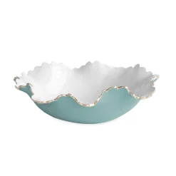 Best ENCANTO Colette Large Bowl (Turquoise and White) Bowls|Enameled Color Metal