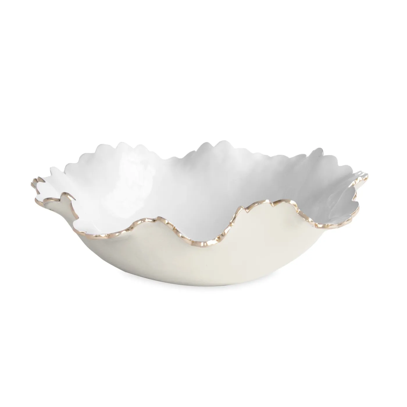 Online ENCANTO Colette Large Bowl (Cream and White) Bowls|Enameled Color Metal
