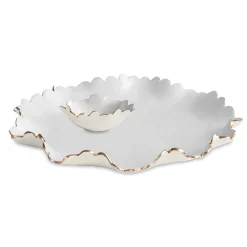 ENCANTO Colette Large Chip and Dip (Cream and White) Enameled Color Metal