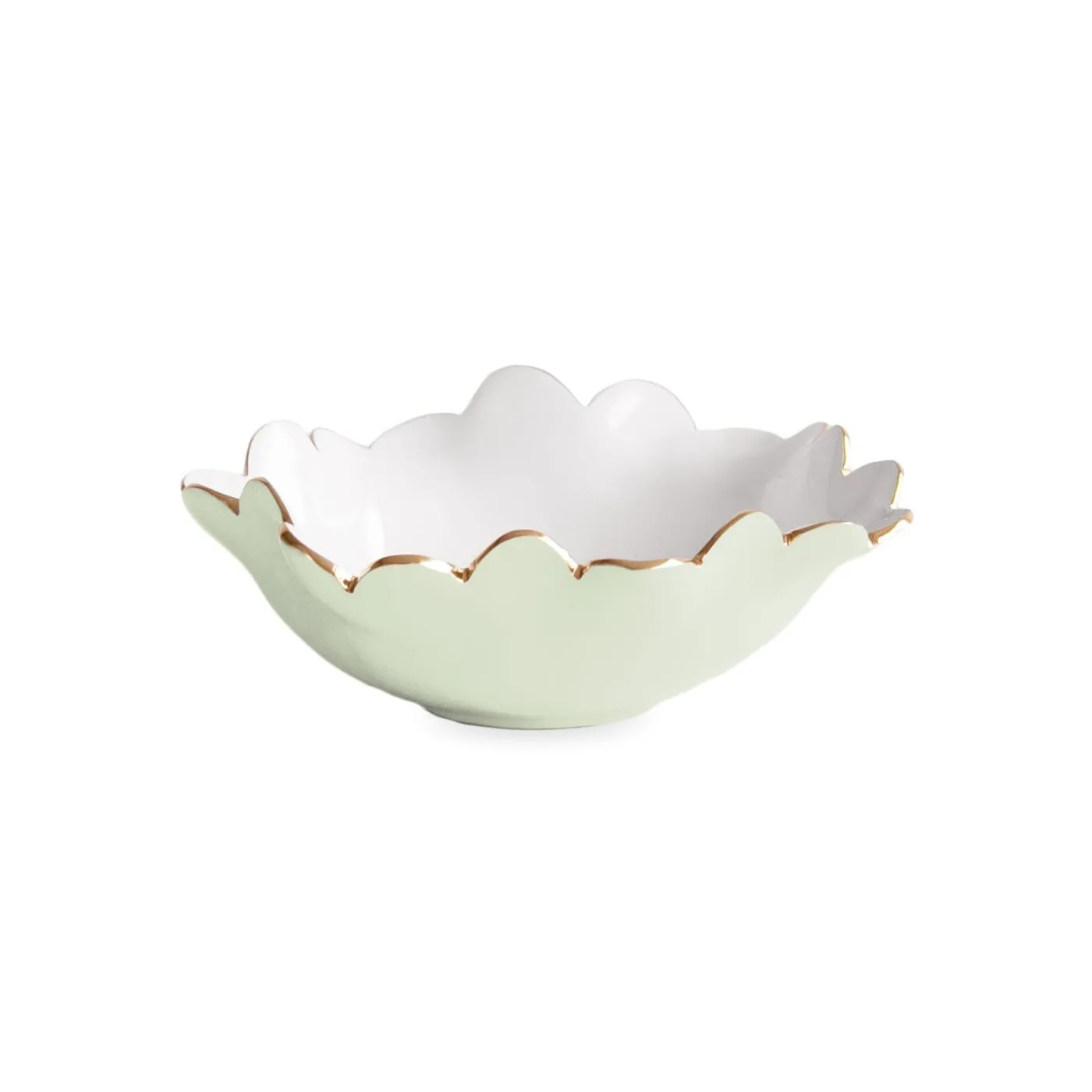 Hot ENCANTO Colette Mini Round Bowl (Pistachio and White) Bowls|Enameled Color Metal