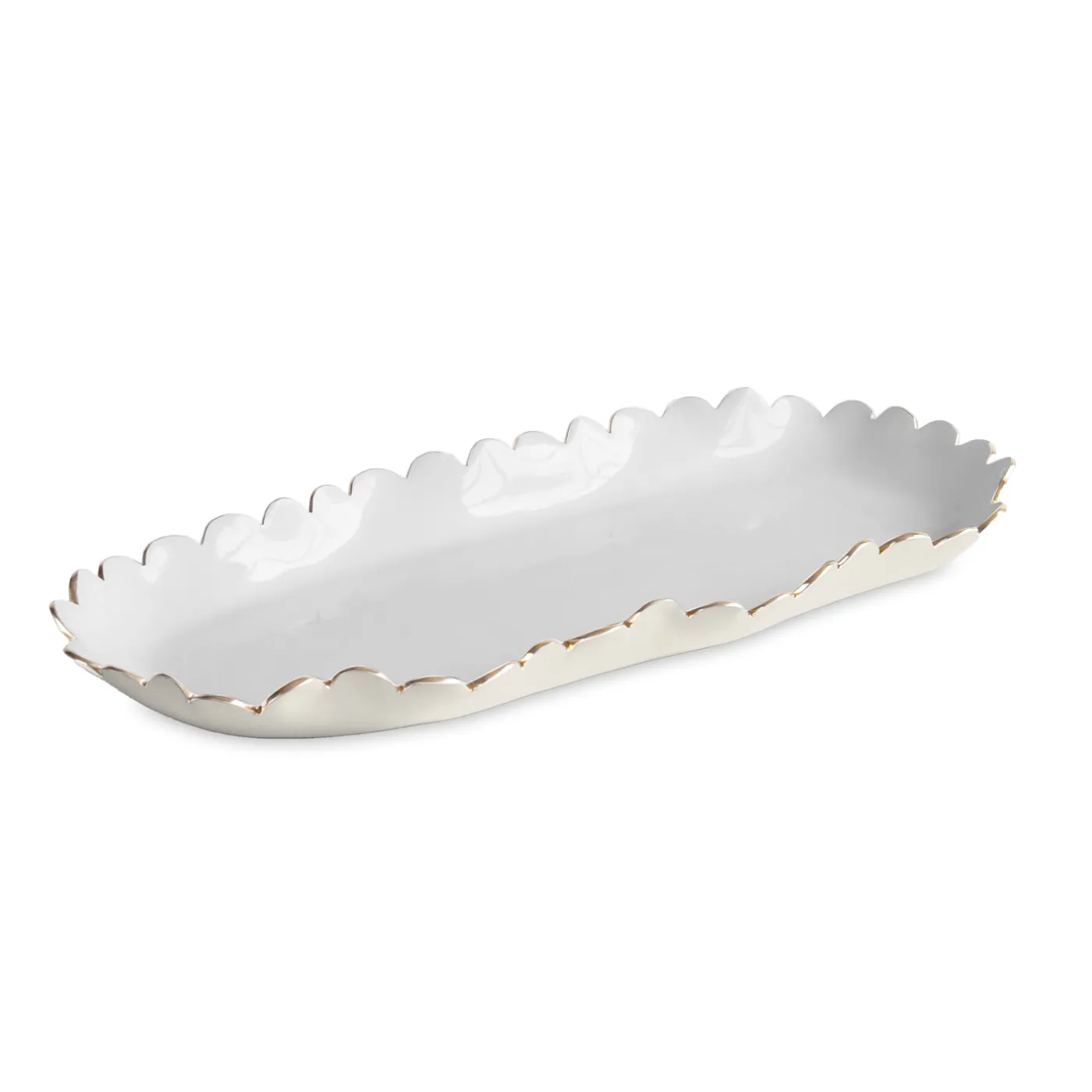 New ENCANTO Colette Oblong Tray (Cream and White) Trays|Enameled Color Metal