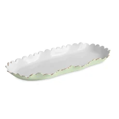 Online ENCANTO Colette Oblong Tray (Pistachio and White) Trays|Enameled Color Metal