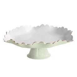 Hot ENCANTO Colette Pedestal Cake Plate (Pistachio and White) Cake Plates|Enameled Color Metal