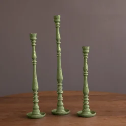 Outlet ENCANTO Crosby Large Candlestick Holder (Leaf Green) Candlestick Holders|Enameled Color Metal