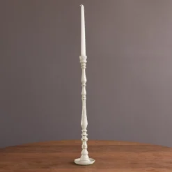 Clearance ENCANTO Crosby Large Candlestick Holder (Cream) Candlestick Holders|Enameled Color Metal