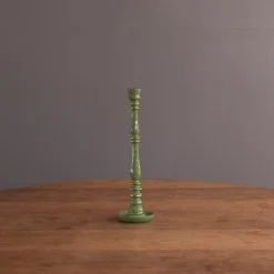 Clearance ENCANTO Crosby Small Candlestick Holder (Leaf Green) Candlestick Holders|Enameled Color Metal