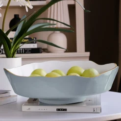 Sale ENCANTO Dakota Large Bowl (Slate and White) Bowls|Enameled Color Metal