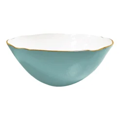 Outlet ENCANTO Demeter Large Bowl (Turquoise and White) Bowls|Enameled Color Metal