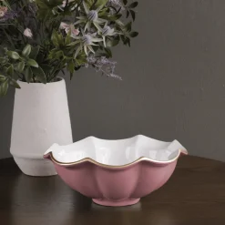 Sale ENCANTO Devon Medium Bowl (Pink and White) Bowls|Enameled Color Metal