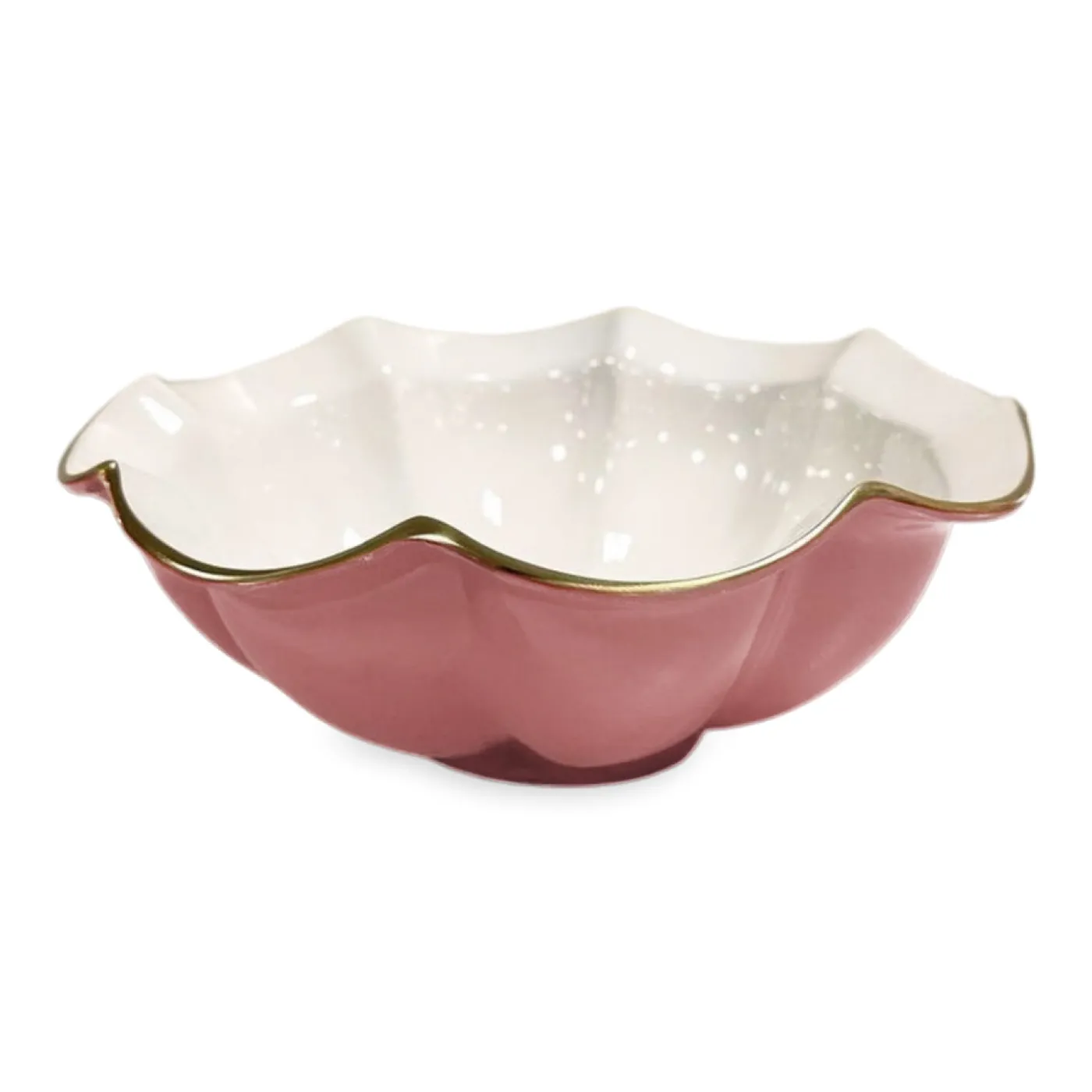 Sale ENCANTO Devon Medium Bowl (Pink and White) Bowls|Enameled Color Metal