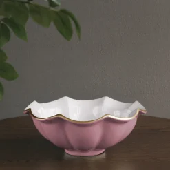 Sale ENCANTO Devon Medium Bowl (Pink and White) Bowls|Enameled Color Metal