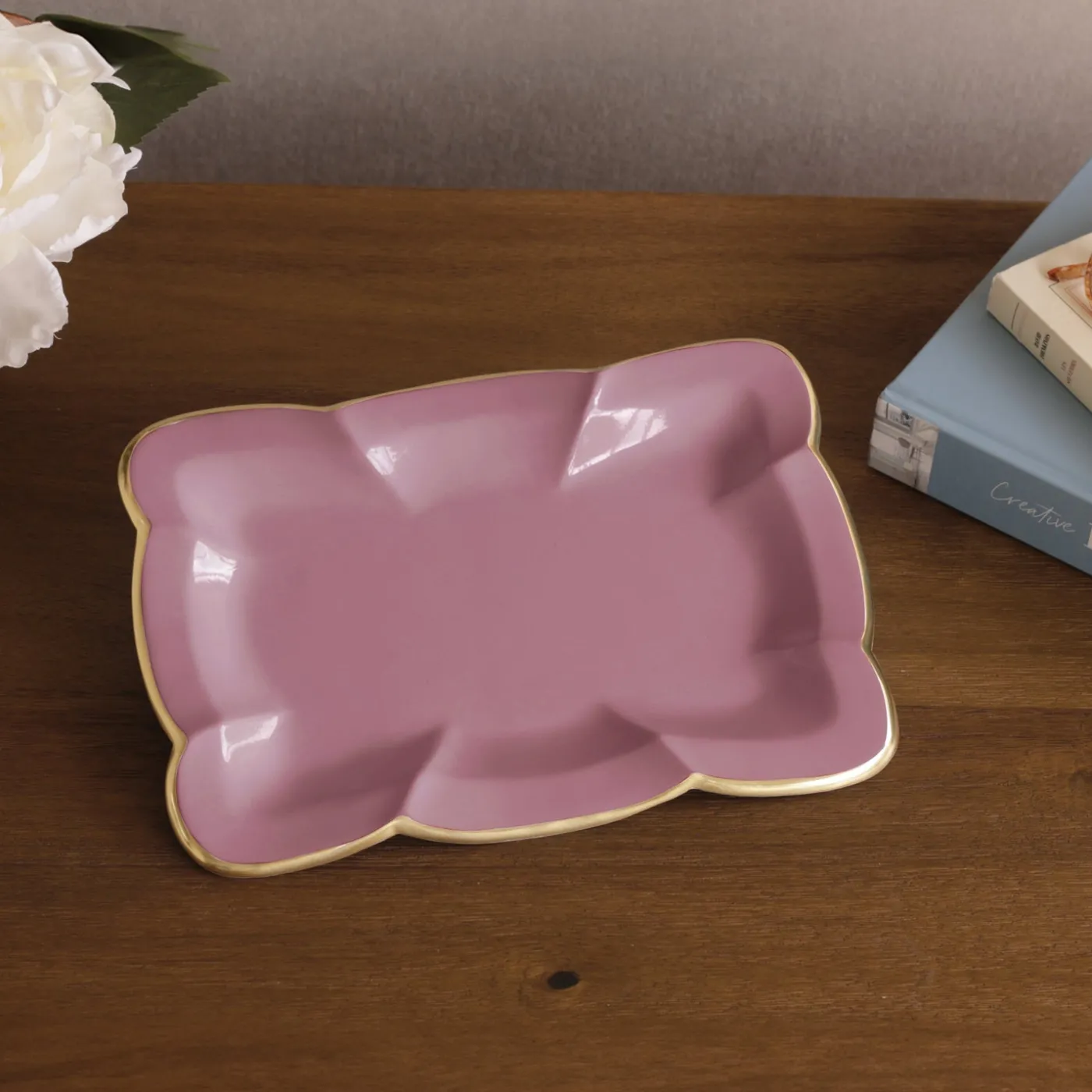 New ENCANTO Devon Medium Tray (Pink) Trays|Enameled Color Metal