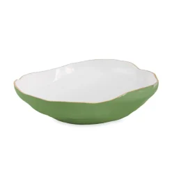 New ENCANTO Nuevo Large Bowl Leaf Green & White Holiday|Bowls