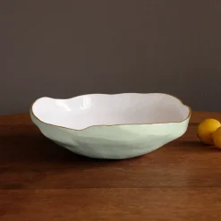 Online ENCANTO Nuevo Large Bowl (Pistachio and White) Bowls|Enameled Color Metal