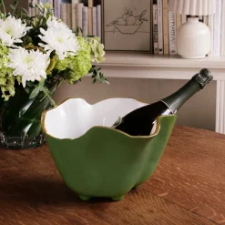 Clearance ENCANTO Onyx Ice Bucket Leaf Green and White Holiday|Ice Buckets + Scoops