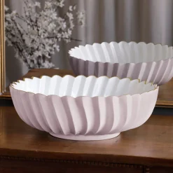 Best ENCANTO Orlando Large Bowl (Camellia and White) Bowls|Enameled Color Metal