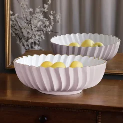 Best ENCANTO Orlando Large Bowl (Camellia and White) Bowls|Enameled Color Metal
