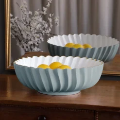 Outlet ENCANTO Orlando Large Bowl (Slate and White) Bowls|Enameled Color Metal