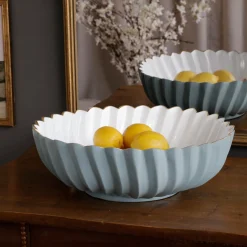Outlet ENCANTO Orlando Large Bowl (Slate and White) Bowls|Enameled Color Metal