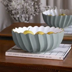 ENCANTO Orlando Medium Bowl (Slate and White) Bowls|Enameled Color Metal