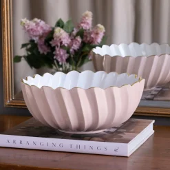 Hot ENCANTO Orlando Medium Bowl (Camellia and White) Bowls|Enameled Color Metal