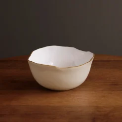 Sale ENCANTO Osaka Large Bowl (Cream and White) Bowls|Enameled Color Metal
