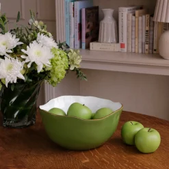 Hot ENCANTO Osaka Large Bowl Leaf Green and White Holiday|Bowls