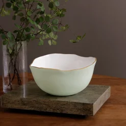 Outlet ENCANTO Osaka Large Bowl (Pistachio and White) Bowls|Enameled Color Metal