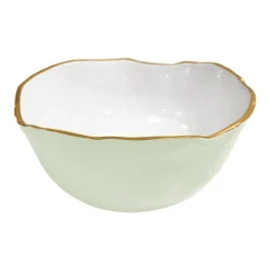 Outlet ENCANTO Osaka Large Bowl (Pistachio and White) Bowls|Enameled Color Metal