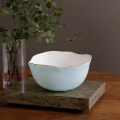 Hot ENCANTO Osaka Large Bowl (Sky Blue and White) Bowls|Enameled Color Metal