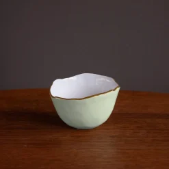 Sale ENCANTO Osaka Small Bowl (Pistachio and White) Bowls|Enameled Color Metal