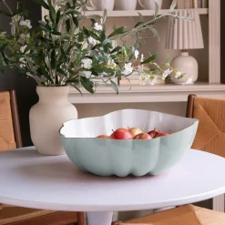 Sale ENCANTO Rita Large Bowl (Slate and White) Bowls|Enameled Color Metal