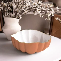 New ENCANTO Rita Medium Bowl (Cayenne and White) Bowls|Enameled Color Metal