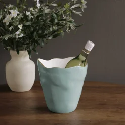 Outlet ENCANTO Soho Large Ice Bucket (Turquoise and White) View All Soho|Ice Buckets + Scoops