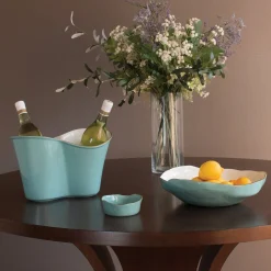 ENCANTO Soho Wine Coaster (Turquoise and White) View All Soho|Wine Coasters