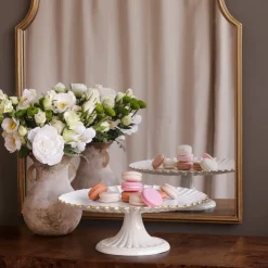 New ENCANTO Vienna Pedestal Cake Plate (Cream and White) Holiday|Cake Plates