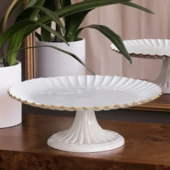 New ENCANTO Vienna Pedestal Cake Plate (Cream and White) Holiday|Cake Plates