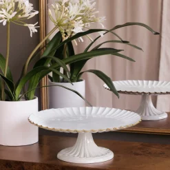New ENCANTO Vienna Pedestal Cake Plate (Cream and White) Holiday|Cake Plates