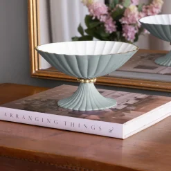 Online ENCANTO Vienna Small Pedestal (Slate and White) Pedestals|Enameled Color Metal