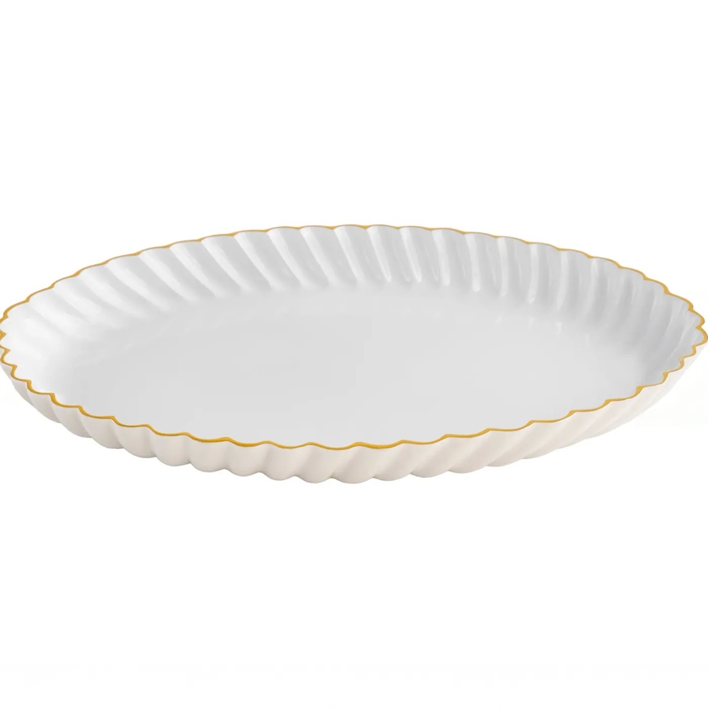 Best ENCANTO Vintage Swirl Oval Tray Cream and White Holiday|Bowls