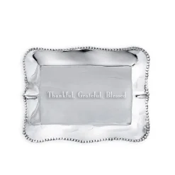 GIFTABLES Pearl Denisse Rectangular Engraved Tray "Thankful, Grateful, Trays|Gifts Under $50